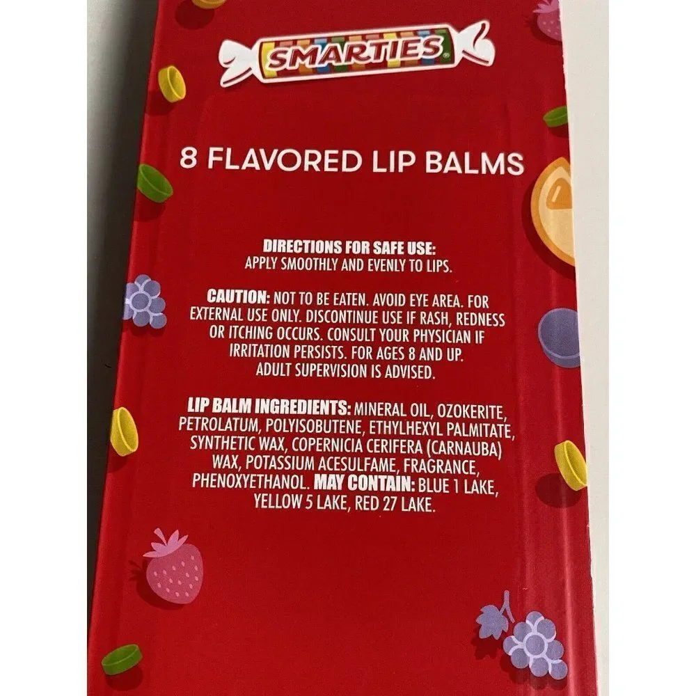 8 Pack TASTE BEAUTY  SMARTIES FLAVORED Lip‎ Balms Assorted Fruit Flavors NEW